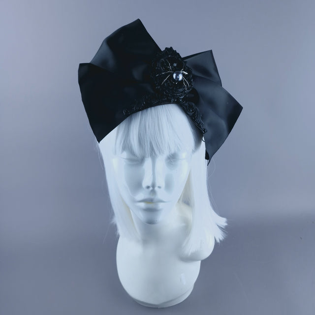 " Dinsmore" Black Bow, Spider & Filigree Vintage Style Headdress