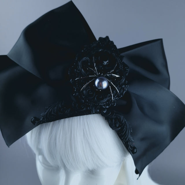 " Dinsmore" Black Bow, Spider & Filigree Vintage Style Headdress