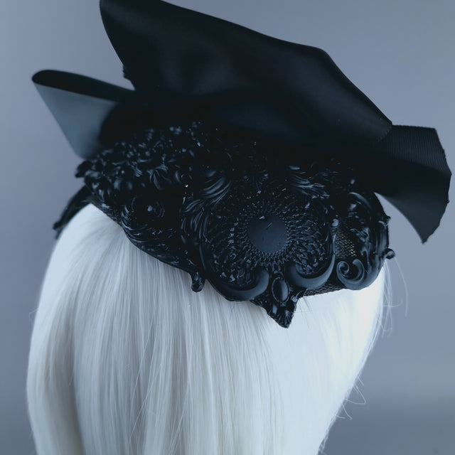 " Dinsmore" Black Bow, Spider & Filigree Vintage Style Headdress