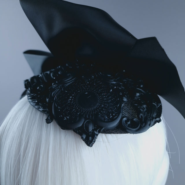 " Dinsmore" Black Bow, Spider & Filigree Vintage Style Headdress