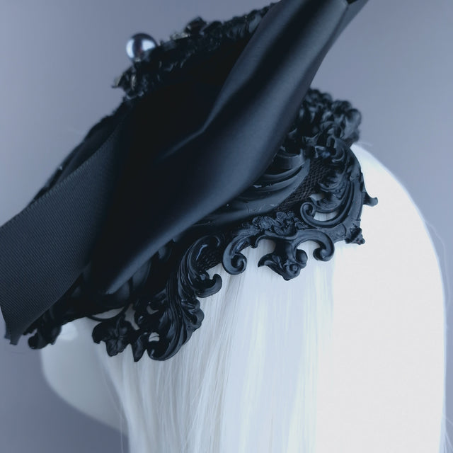" Dinsmore" Black Bow, Spider & Filigree Vintage Style Headdress
