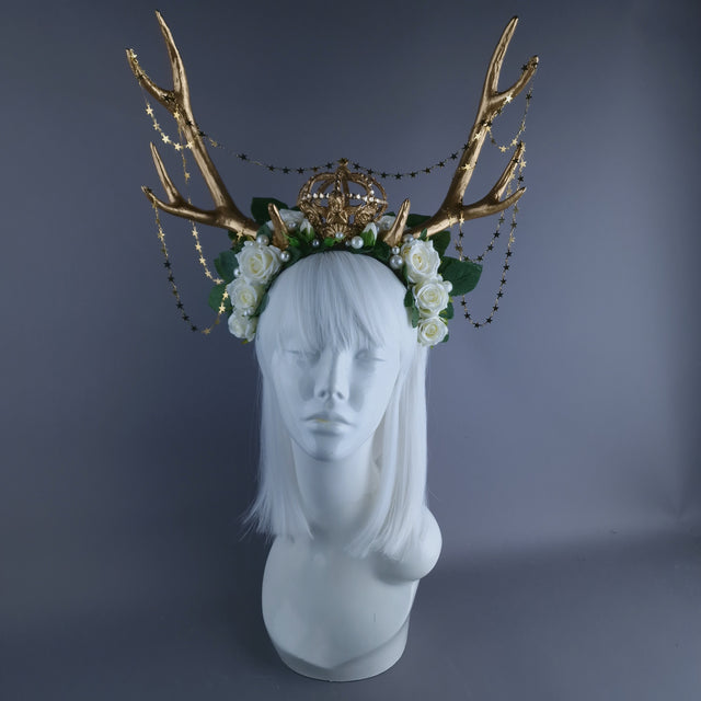 "Orein" Antlers, Pearl & Gold Filigree Headpiece