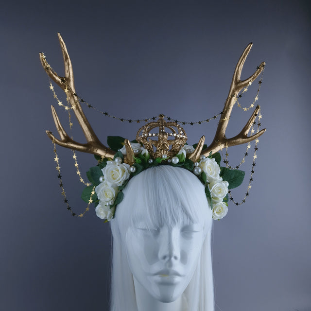 "Orein" Antlers, Pearl & Gold Filigree Headpiece