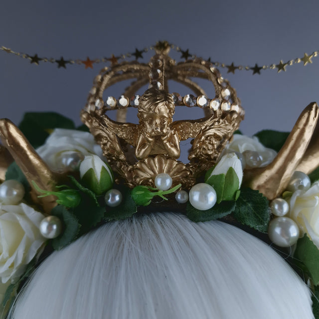"Orein" Antlers, Pearl & Gold Filigree Headpiece