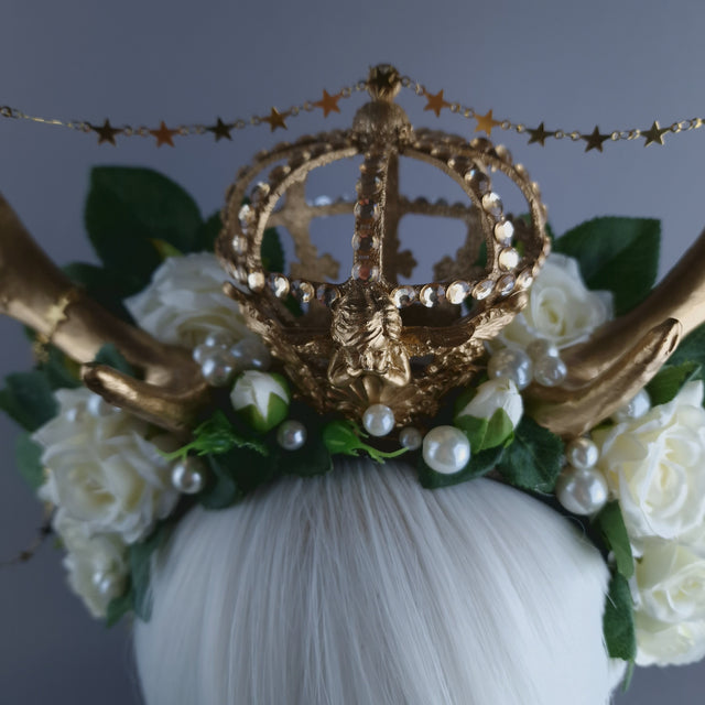 "Orein" Antlers, Pearl & Gold Filigree Headpiece
