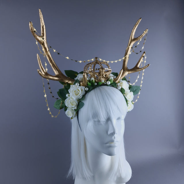 "Orein" Antlers, Pearl & Gold Filigree Headpiece