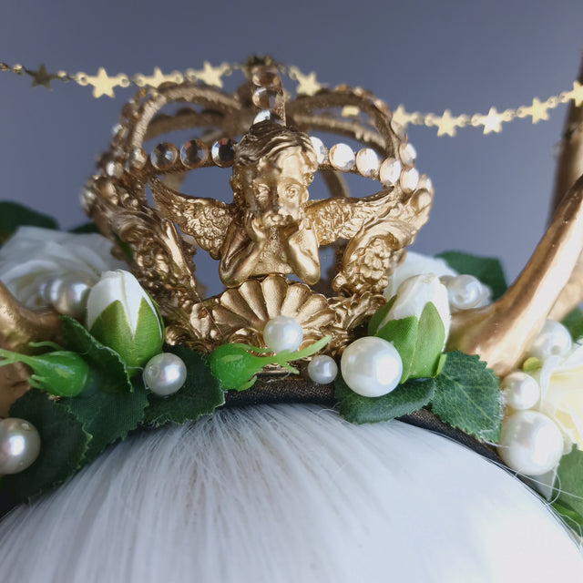 "Orein" Antlers, Pearl & Gold Filigree Headpiece