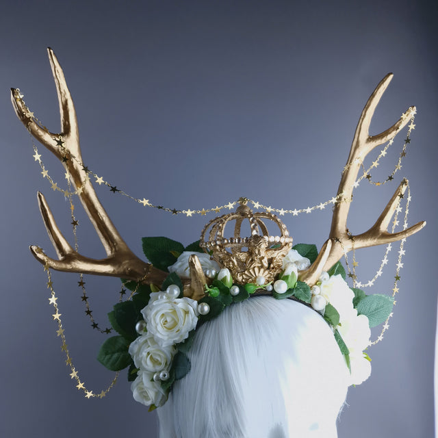 "Orein" Antlers, Pearl & Gold Filigree Headpiece