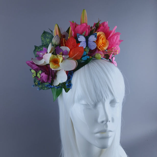 "Athalia" Colourful Flower & Butterfly Headdress