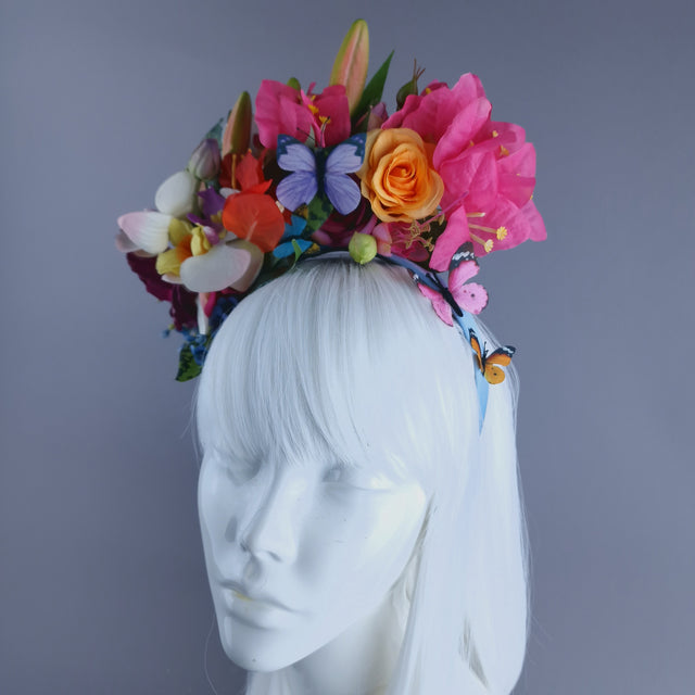 "Athalia" Colourful Flower & Butterfly Headdress