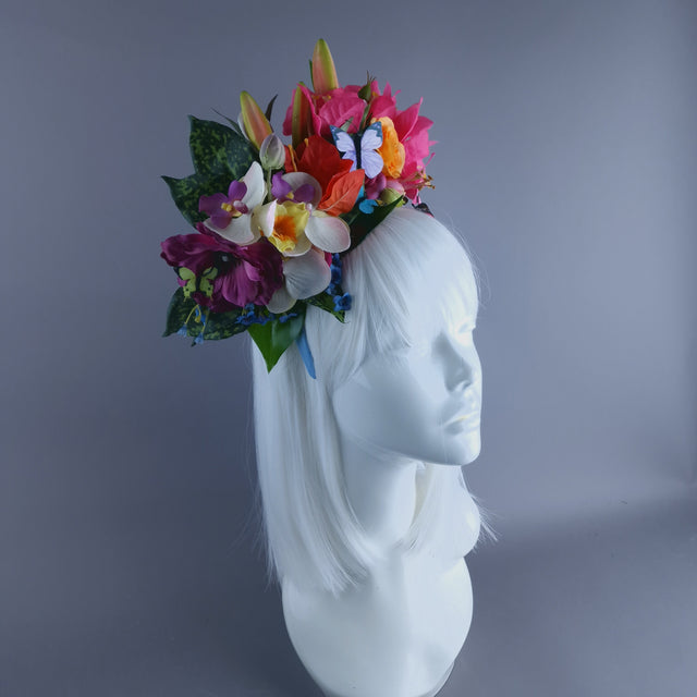 "Athalia" Colourful Flower & Butterfly Headdress