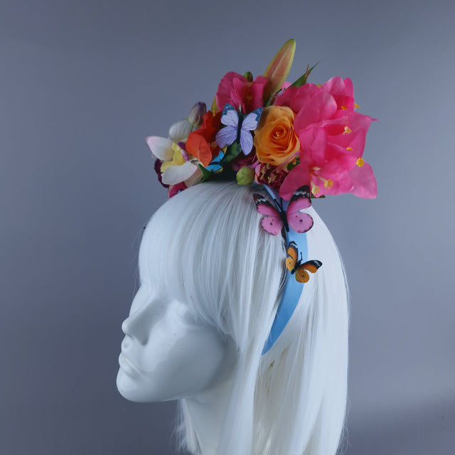 "Athalia" Colourful Flower & Butterfly Headdress
