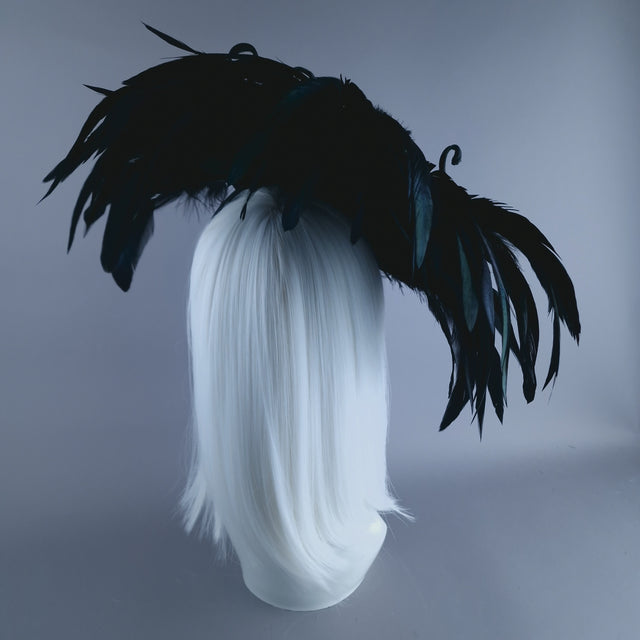 "Vares" Black Feather & Rose Headdress