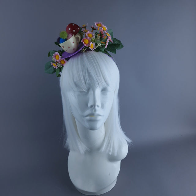 "Le Thé" Teacup & Flowers Headpiece