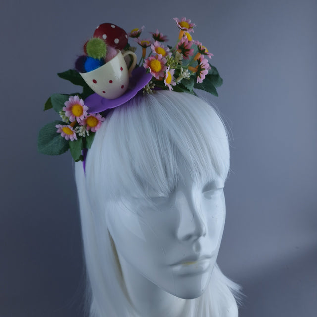 "Le Thé" Teacup & Flowers Headpiece
