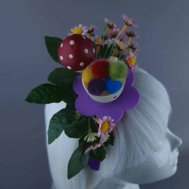 "Le Thé" Teacup & Flowers Headpiece