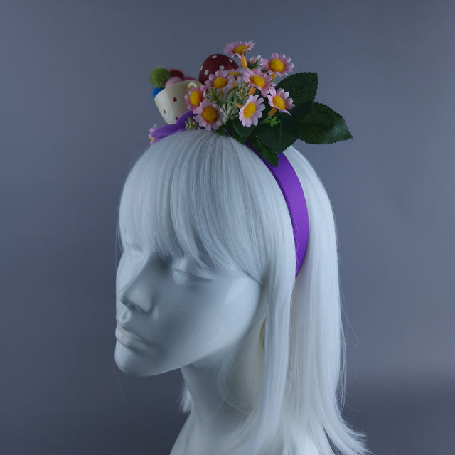 "Le Thé" Teacup & Flowers Headpiece