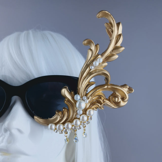 "Caravaggio" OTT Gold & Pearl Filigree Baroque Sunglasses