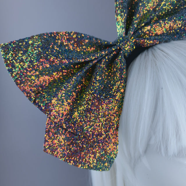 "Dilly" Glitter Bow Headband Headpiece