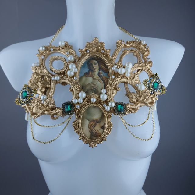 "Venus in Frames" Gold Filigree & Pearl Neckpiece