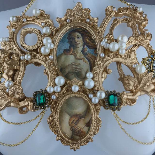 "Venus in Frames" Gold Filigree & Pearl Neckpiece