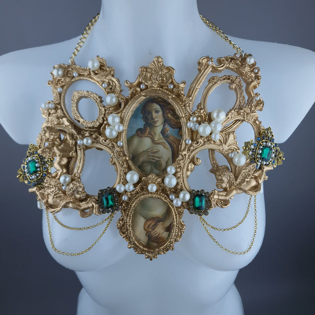 "Venus in Frames" Gold Filigree & Pearl Neckpiece