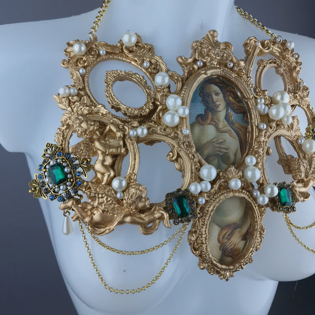"Venus in Frames" Gold Filigree & Pearl Neckpiece