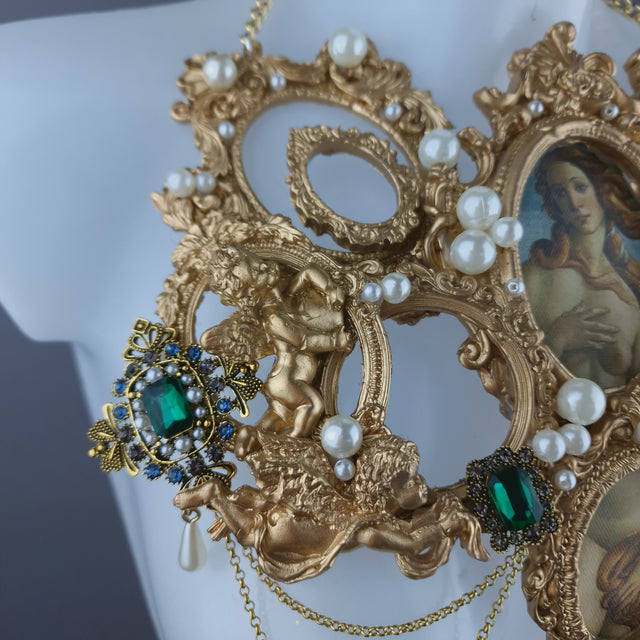 "Venus in Frames" Gold Filigree & Pearl Neckpiece