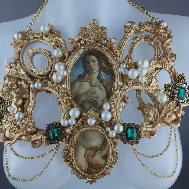 "Venus in Frames" Gold Filigree & Pearl Neckpiece