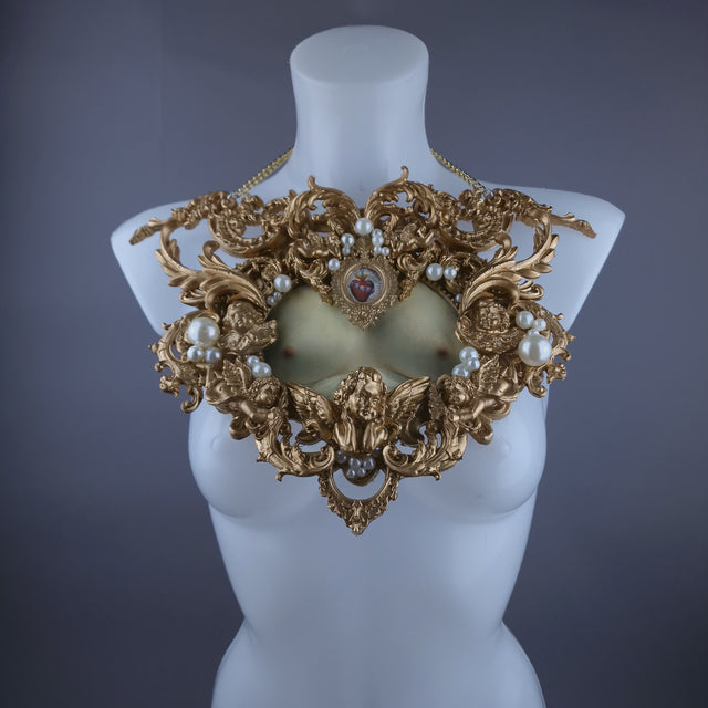 "Treasure Chest" Gold Filigree & Pearl Neckpiece