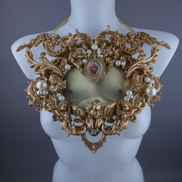 "Treasure Chest" Gold Filigree & Pearl Neckpiece