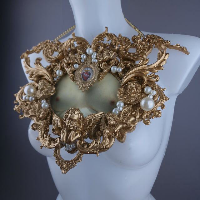 "Treasure Chest" Gold Filigree & Pearl Neckpiece