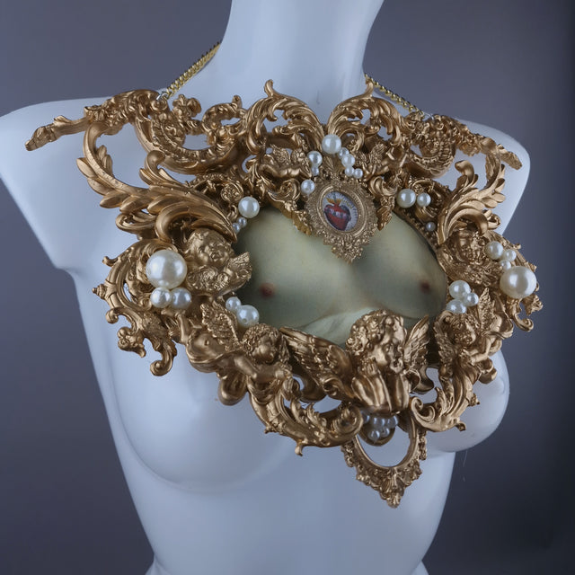 "Treasure Chest" Gold Filigree & Pearl Neckpiece