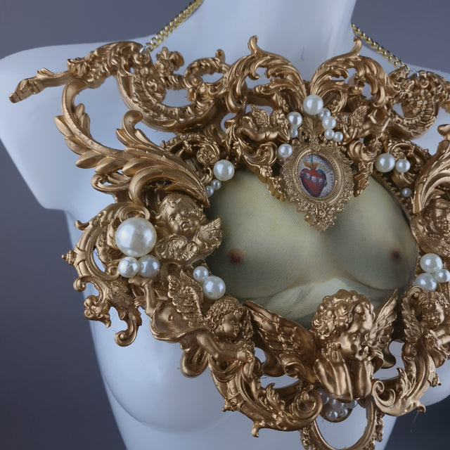 "Treasure Chest" Gold Filigree & Pearl Neckpiece