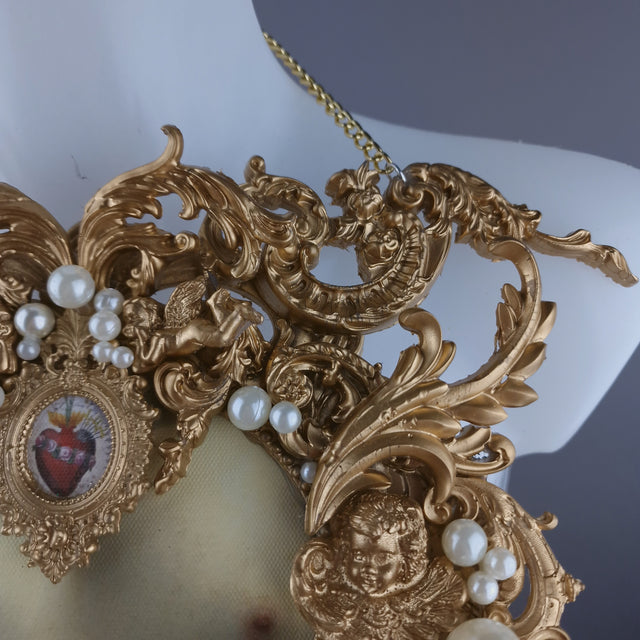 "Treasure Chest" Gold Filigree & Pearl Neckpiece