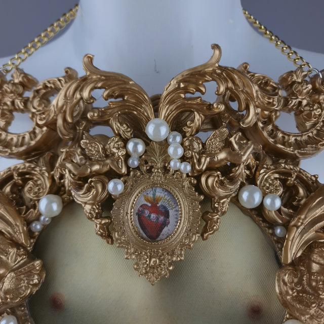 "Treasure Chest" Gold Filigree & Pearl Neckpiece