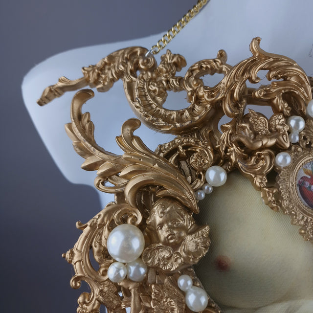 "Treasure Chest" Gold Filigree & Pearl Neckpiece