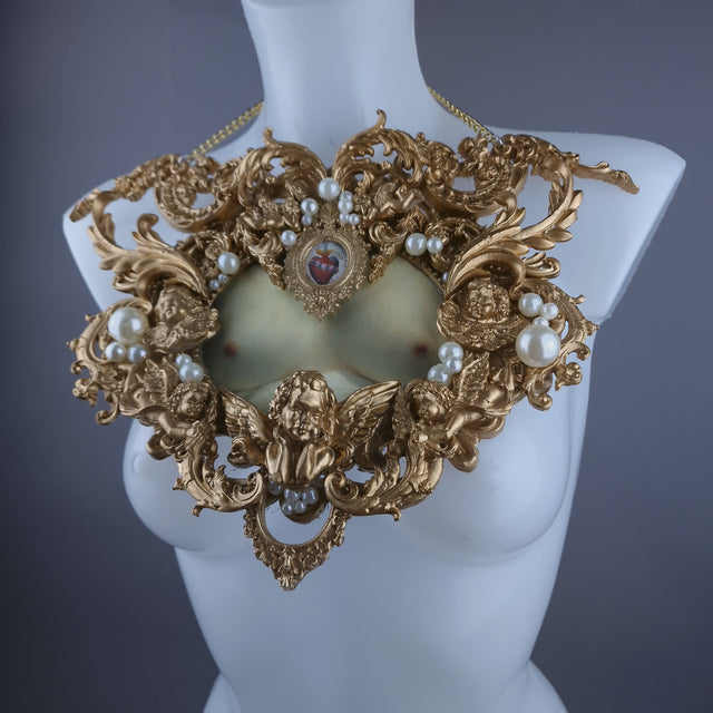 "Treasure Chest" Gold Filigree & Pearl Neckpiece