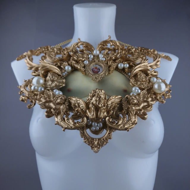 "Treasure Chest" Gold Filigree & Pearl Neckpiece