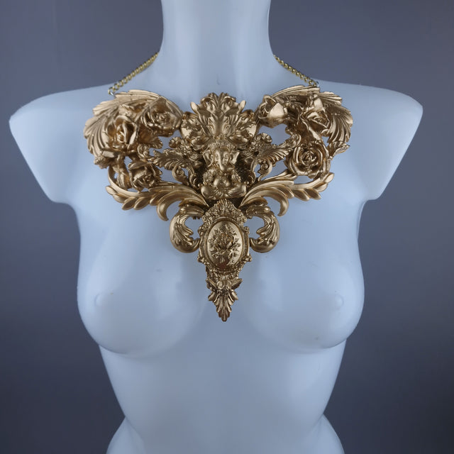 "Beginnings" Gold Ganesh & Filigree Neckpiece