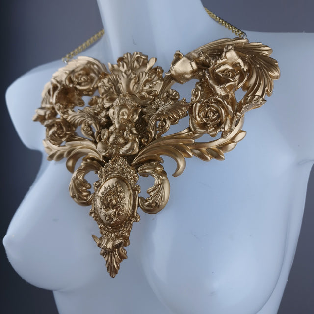 "Beginnings" Gold Ganesh & Filigree Neckpiece