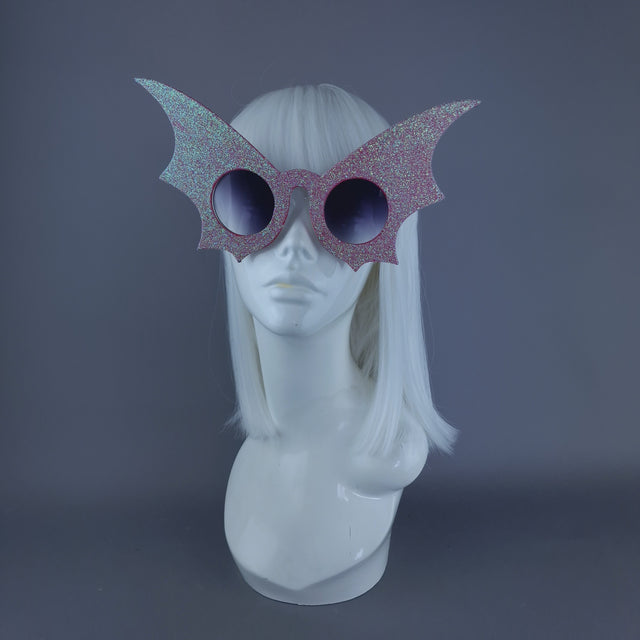 "The Night Flier" Iridescent Glitter Bat Wing Sunglasses