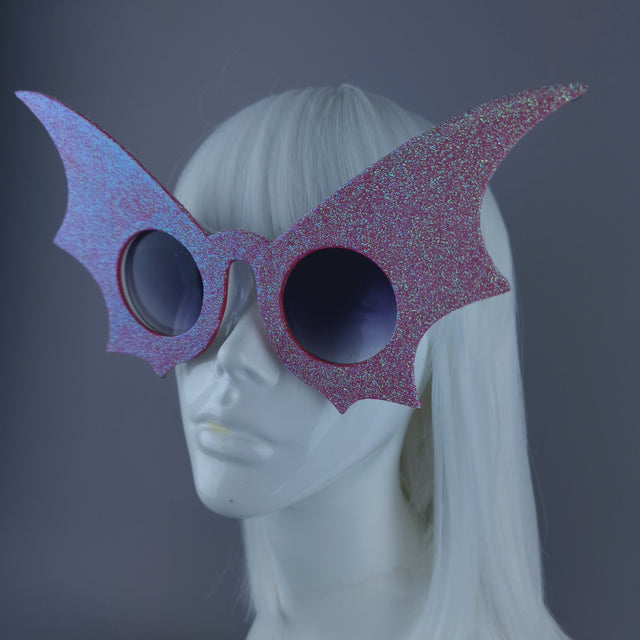 "The Night Flier" Iridescent Glitter Bat Wing Sunglasses