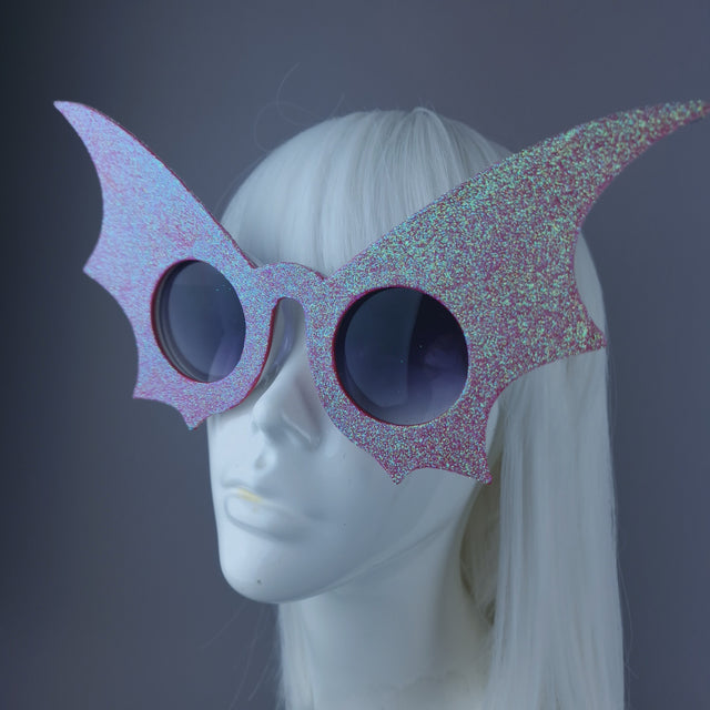 "The Night Flier" Iridescent Glitter Bat Wing Sunglasses