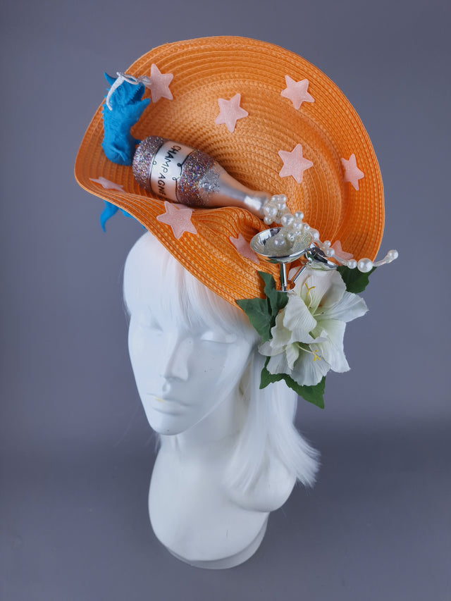 "Dino Party" Dinosaur & Champagne Fascinator Hat