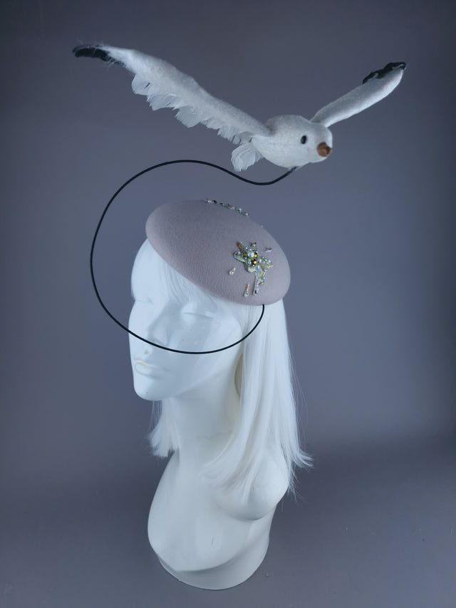 "Mierda" Kitsch Glitter Seagull Poop Fascinator Hat
