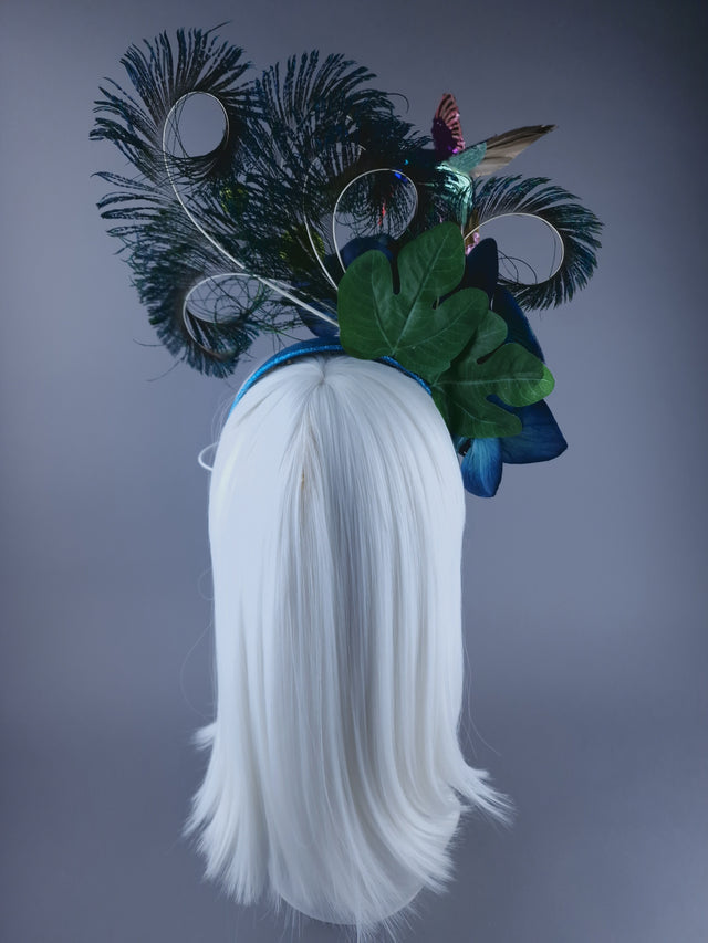 "Whir" Hummingbird & Blue Orchid Headdress
