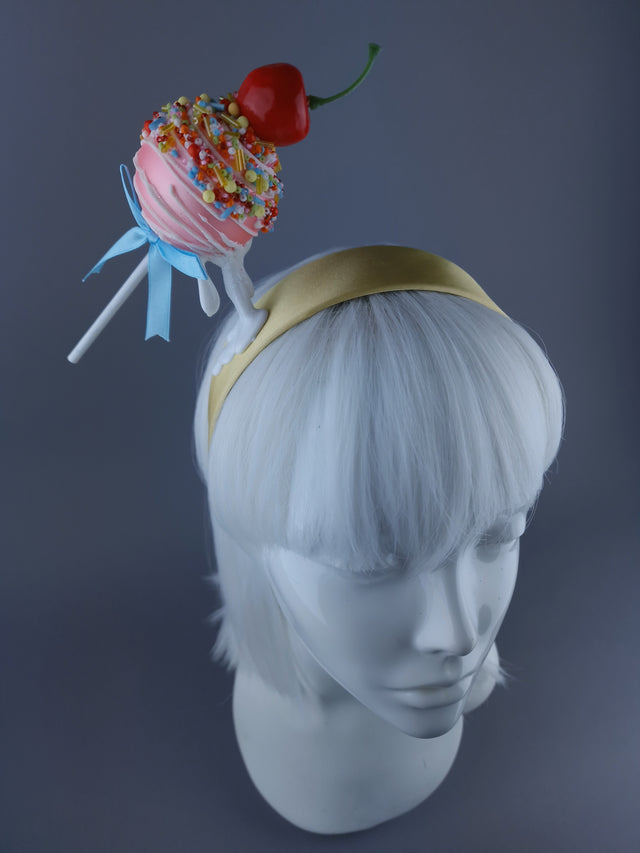 "Cake-pop" Dripping Cherry Cake Pop Lolly Headdress