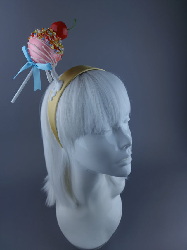 "Cake-pop" Dripping Cherry Cake Pop Lolly Headdress