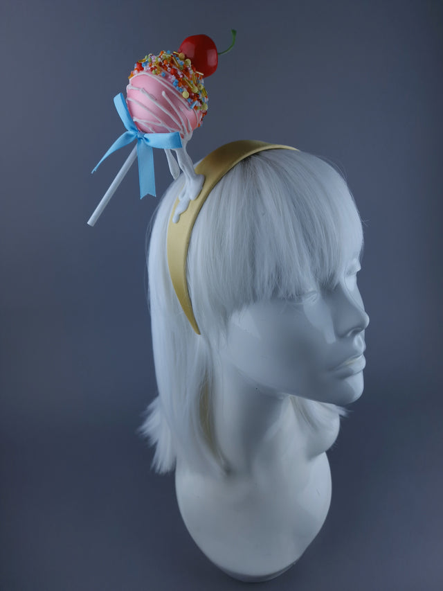 "Cake-pop" Dripping Cherry Cake Pop Lolly Headdress
